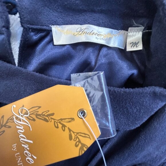 Andrée By Unit Womens Keyhole Neck Mini Shift Dress Medium Navy Zip Detail New - Picture 3 of 8